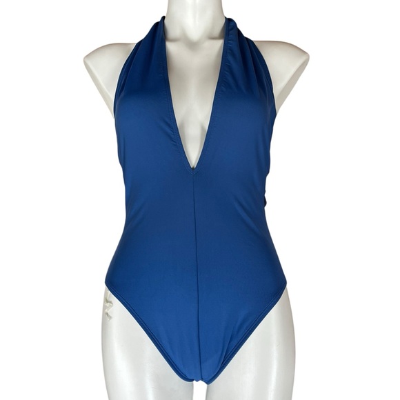 Anne Cole Blue One Piece Swimsuit 14 New Halter Neck - Picture 1 of 7